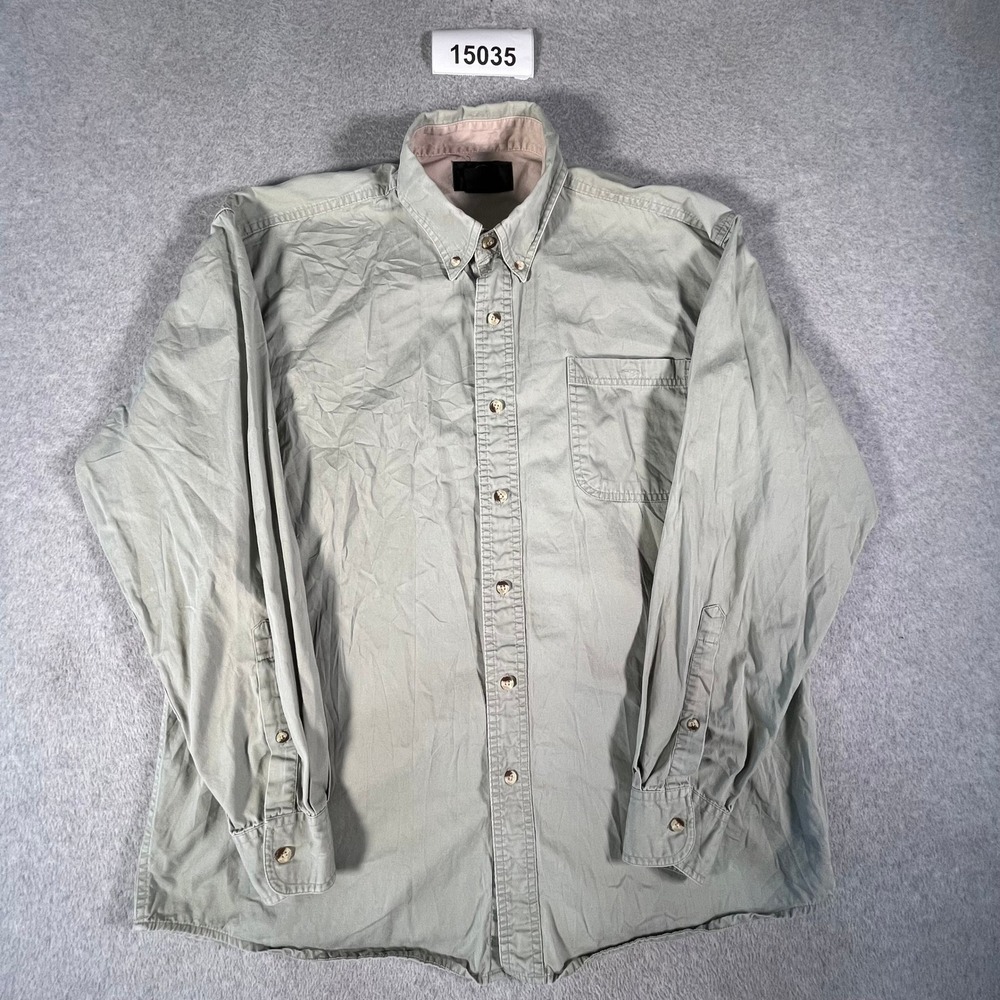RedHead Button Down Shirt Mens L Green Excellent Long Sleeve Cotton Pocket